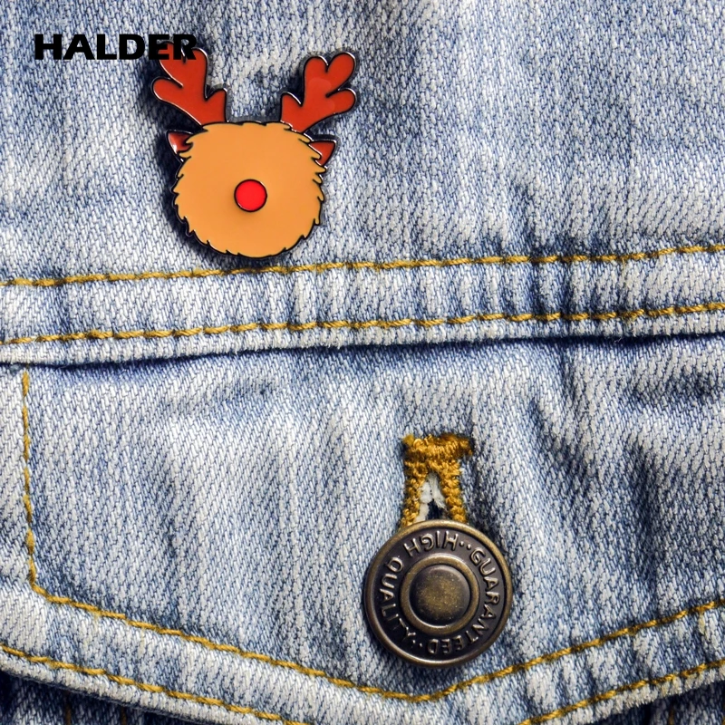 BR0052 halder Rreindeer Броши с кроликом для лица Мультяшные модные украшения забавные булавки Нагрудный значок аксессуар подарок украшения из ткани