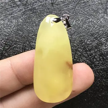 

Top Natural Yellow Amber Pendant Jewelry For Woman Man Crystal 40x18x8mm Beads Water Drop Gemstone Silver Necklace Pendant AAAAA