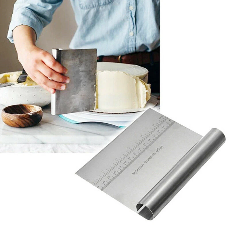 Stainless Steel Pizza Dough Scraper Cutter Flour Pastries Cake Baking