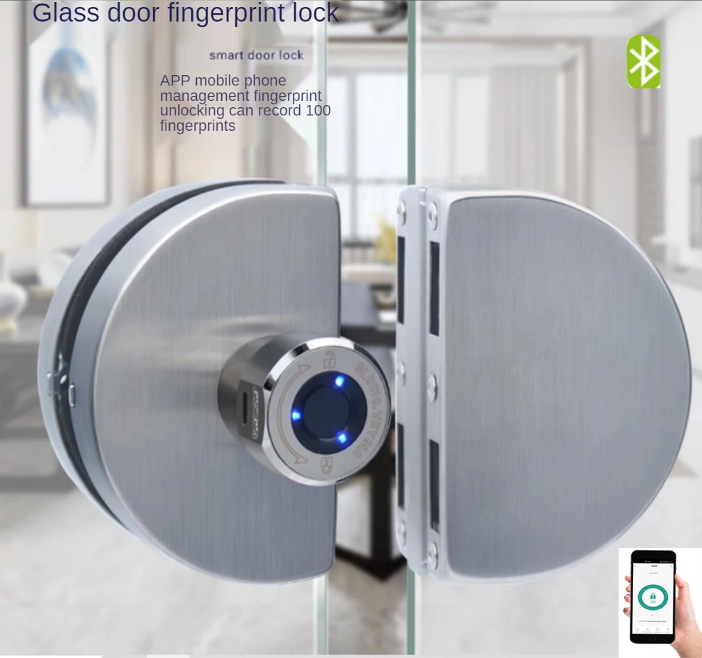 Electronic Smart Entry Door Lock Fingerprint Glass Door Lock Of Single