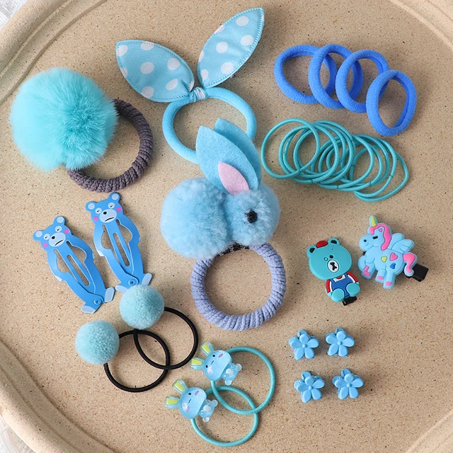 18/24 Pcs/Set Children Hair Clip Set Baby Head flower Fabric Bow Barrettes Hair clips Girl Elastic hair Headband Headdress Gift 30pcs-5