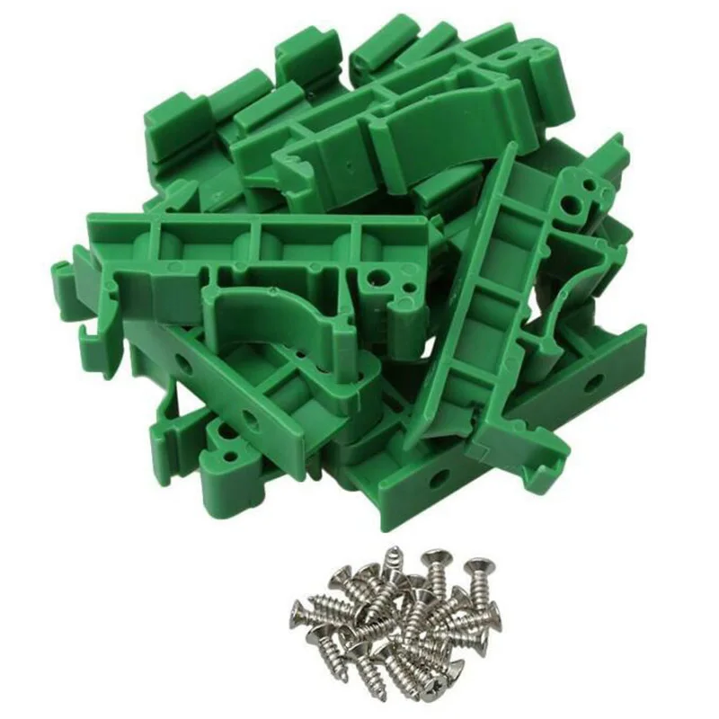 Promotion! 10Pcs DRG 01 PCB Mounting Brackets Screws Green for DIN 35