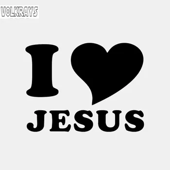 

Volkrays Fashion Car Sticker I Love Jesus Heart Christian Religious Accessories Rflective Vinyl Decal Black/Silver ,8cm*11cm