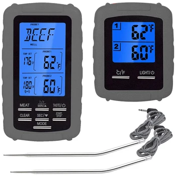 

Remote Digital Barbecue Wireless Meat Thermometer, Kitchen Cooking Food Thermometer with Dual Probe for Oven, Kitchen, Instant R