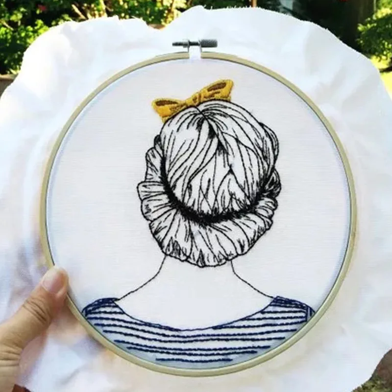 Skup Haft diy do ręcznego haftowania zestaw dla początkujących zestaw do haftowania nowoczesny haft Hoop sztuki haftowany wzór haftowana wstążka