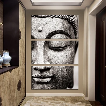 

3 Piece Set Black And White Buddha Canvas Painting Printed Wall Art Pictures Poster And Prints Home Decor For Living Room