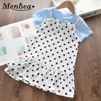 

Menoea Children Casual Dress 2020 Fashion Style Kids Clothes For Girls Clothes Dress Kids Fake 2pcs Suspender Dress Clothing
