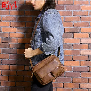 

Handmade Retro Frosted Leather Men's Shoulder Bag Men Casual Small Crossbody Bag Simple Male Messenger Bags Head Layer Cowhide