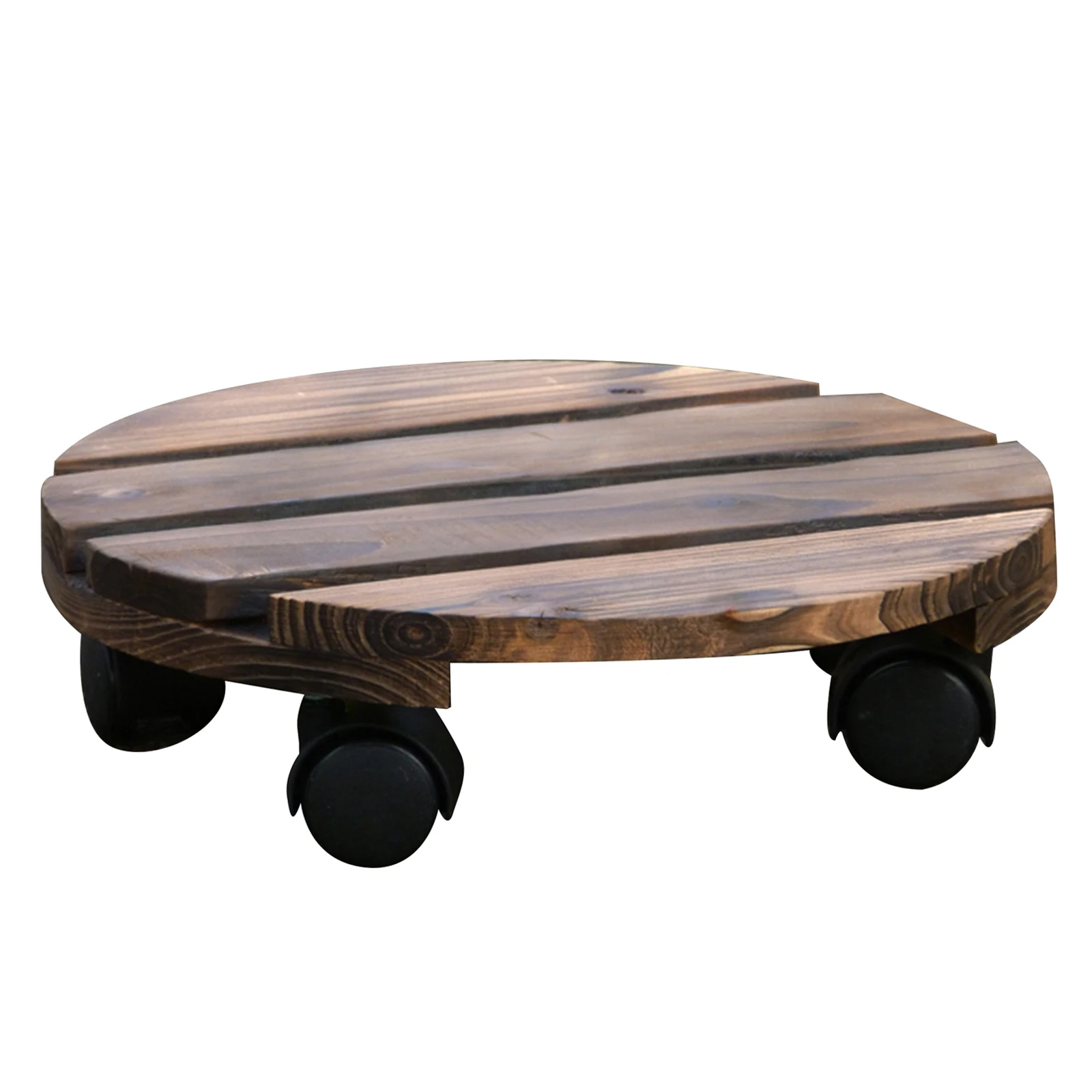 Round/Square Wheeled Wooden Planter Caddy Movable Plant Flower Pot Stand with Wheel Wooden Roller Planter Caddy Flower Pot Stand