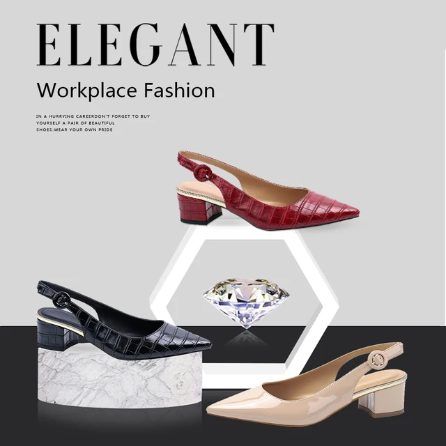 $US $20.50 MaxMuxun Women Sexy Slingback Pointed Toe Pumps Block Heel Croco-Effect Summer Party Dress Shoes