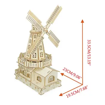 

1 Set Dutch Windmill 3D Wooden Model Children Three-dimensional Puzzle Boys Girls Educational Toys Handmade Game Supplies Q6PD