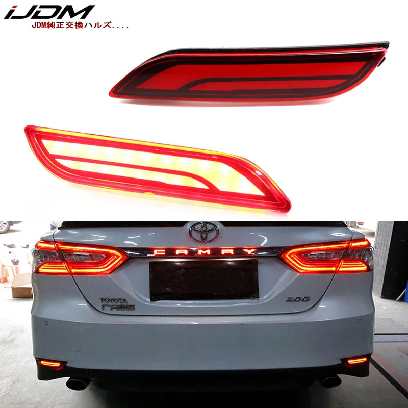 3 modes Red Lens LED Rear Brake Lights w/Sequential Turn Signal For Toyota Camry