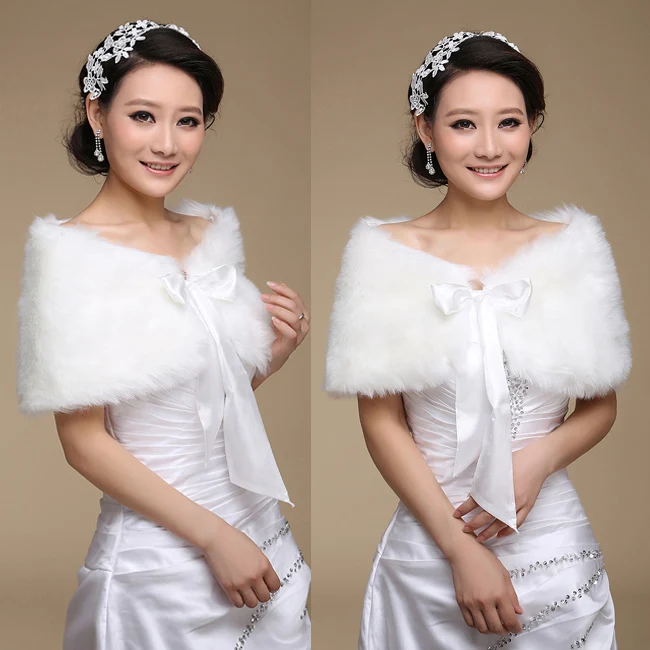 

Hot Sale 2019 Cheap Faux Fur Wedding Jacket Bride Wraps Winter Wedding Dress Wraps Bolero Bridal Coat Accessories Wedding shawl