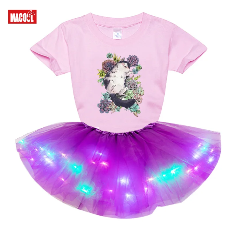 pajamas for newborn girl  kids Clothes Sets Cartoon cat t shirt+Dress Children Clothing Sets Girl Clothes New Princess Dress Christmas gifts Girl Dresses Clothing Sets for children