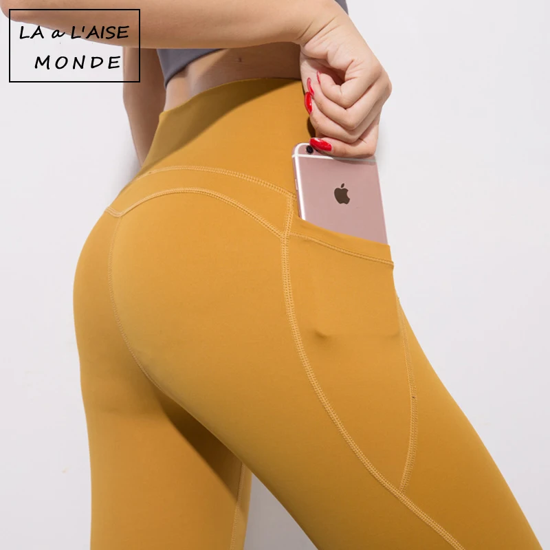 Женские спортивные Леггинсы для фитнеса йоги с высокой талией и карманами