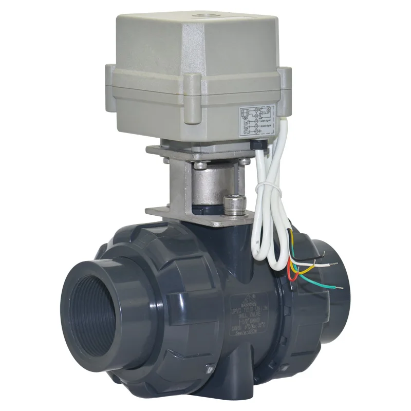 DN50 2 'ɻSP/NPT 2-ходовой моторизованный шаровой клапан 9-24VACDC полный порт UPVC/pvc
