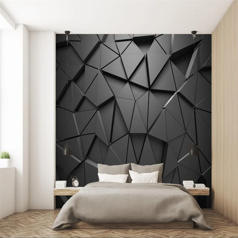 Modern Luxury 3d Stereoscopic Black Geometric Triangle Mural Wallpapers For Living Room Office Industrial Decor Wall Paper 3d Wallpapers Aliexpress