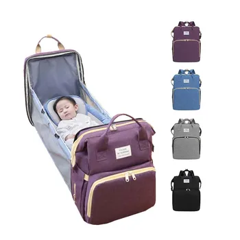 

Extend Convertible Baby Diaper Bag Bed Backpack Multifunctional Foldable Baby Travel Storage Bag Stylish Waterproof Drop Ship