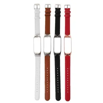 

For xiaomi Mi Band 4 Colorful Leather Band 4 Metal Strap PU Stainless Bracelet for MiBand 4 Wristbands Replaceme