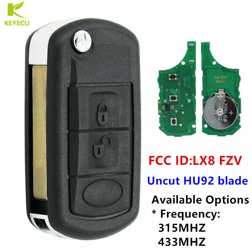 

KEYECU Replacement Flip Remote Key 3 Button 315/433MHz PCF7935 Chip for Land Rover Range Rover Vogue 2002-2006 LX8FZV