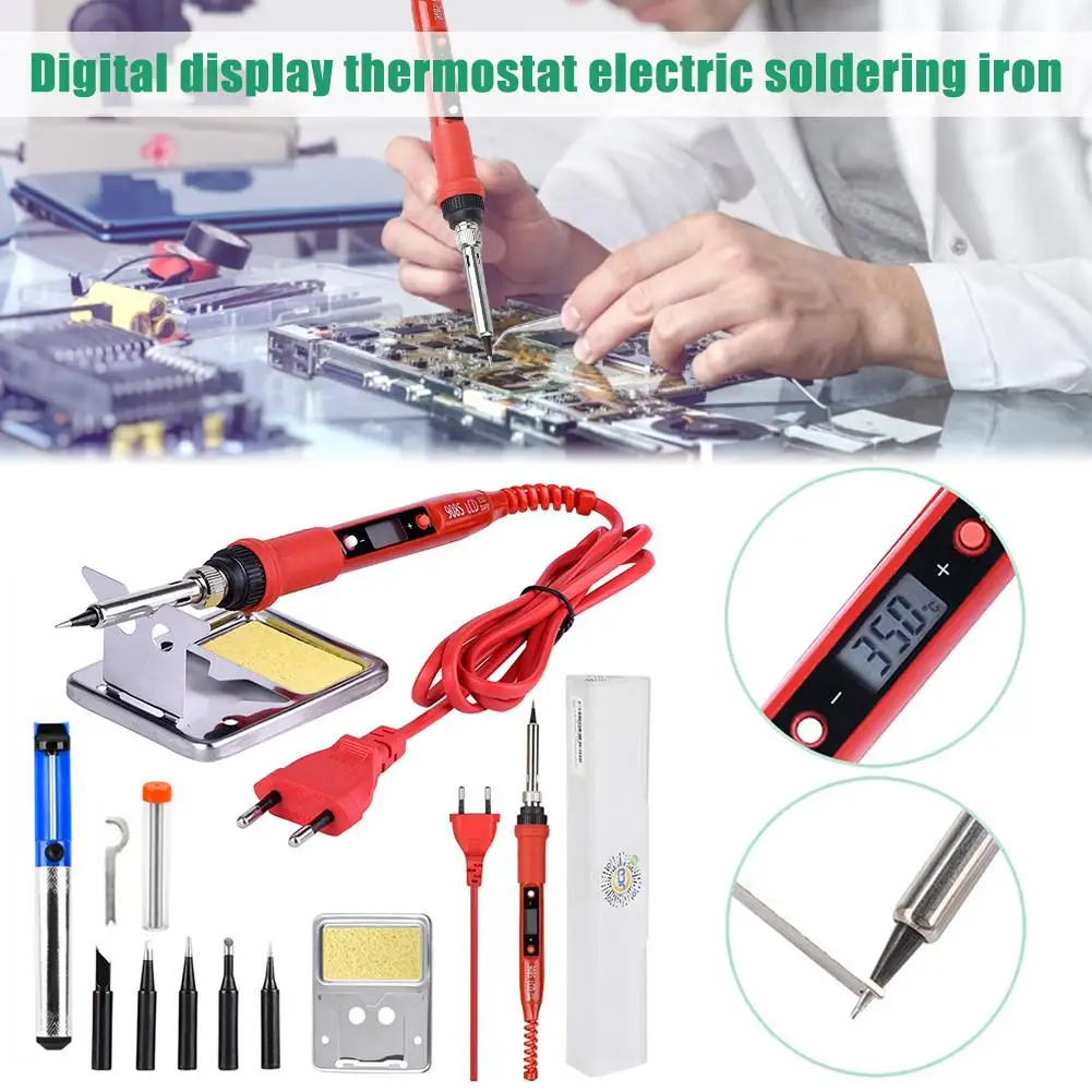 

High Quality EU Electric Soldering Iron Kit 80W Digital Display Adjustable Temperature Welding Soldering Iron Tools