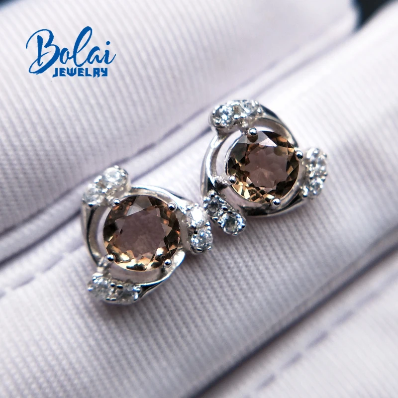 Bolai, изменение цвета Турция zultanite маленькие серьги, созданный драгоценный камень круглый 5 мм Ювелирные изделия 925 серебро для девочек повседневная одежда