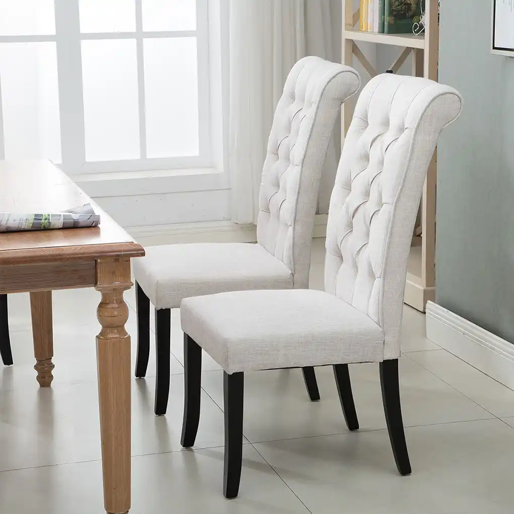 2pcs Set Dining Chairs Tufted Armless Upholstered Accent Chair Home Dining Room Furniture Kit Thick Soft Sponge Padding Chairs AliExpress