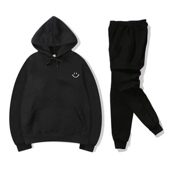 

Womens Smile Pullover Tracksuit Sets Hooded Hoodies Sweatshirts Sport Jump Suits Sets Feamle Outerwears For Pairs Lovers 2020