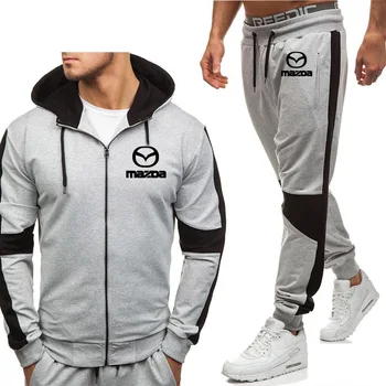 

Hoodies Men Mazda Car Logo Printed New Fashion Casual Harajuku Hooded Fleece Warm zipper Jacket Sweatshirt Sweatpants Suit 2pcs