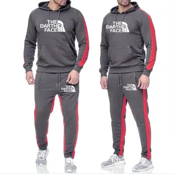 

men sets 2 Pieces Sets Tracksuit Men New Brand Autumn Winter Hooded Sweatshirt +Drawstring Pants Male Stripe Patchwork Hoodies