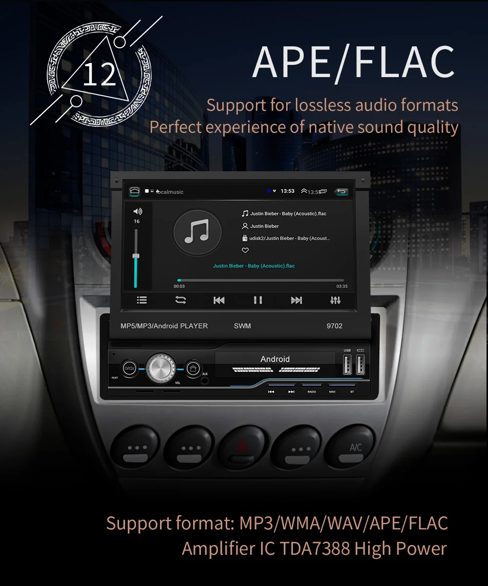 MP5 плеер Android 8,1 Системы 7-дюймовый телескопические автомобилей MP5/MP3 карты плеер gps навигации Bluetooth заднего хода