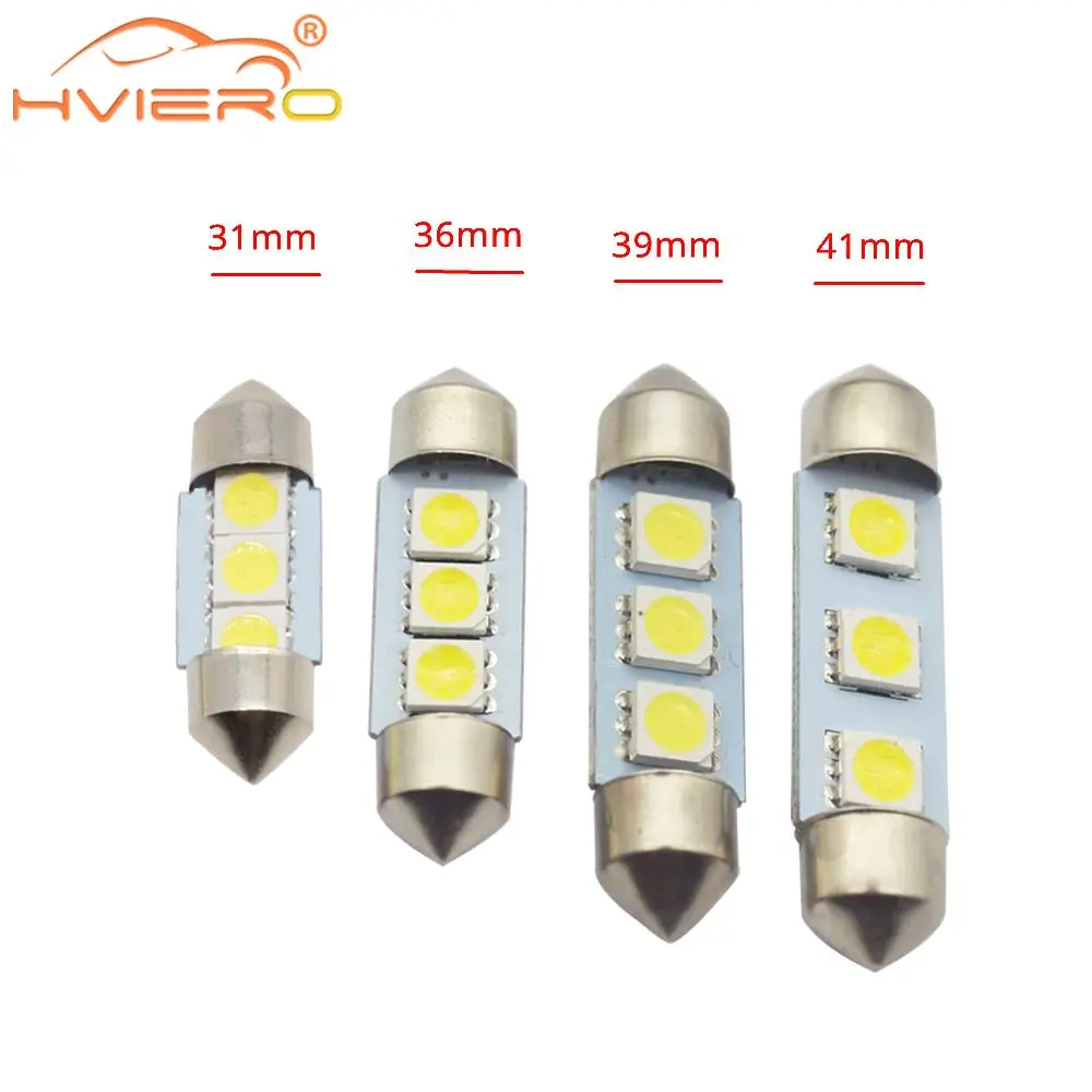 Белая автомобильная светодиодная лампа C5W 3SMD 31 мм 36 39 Освещение номерного знака