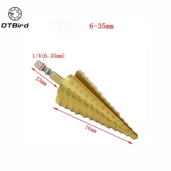 

6-35MM Plating HSS 13 Step Cone Drill Bit Titanium Hole Cutter Hex Shank Steel