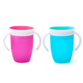 

2pcs 360 Degrees Can Be Rotated Magic Cup Baby Learning Drinking Cup With Double Handle Leakproof Infants Water Cups Bottle