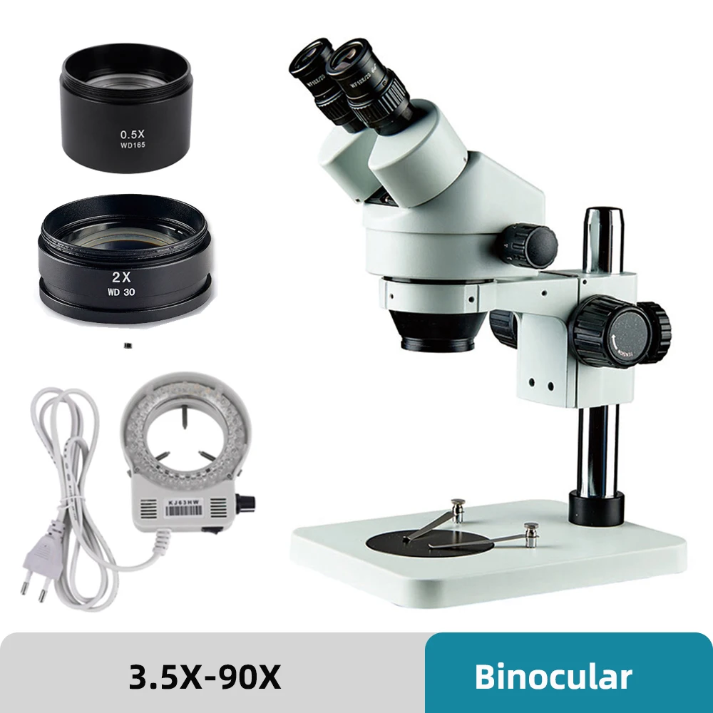 3.5X-90X Binocular Microscope 3.5X-180X 3.5x-280x 7X-45X Phone PCB Soldering Repair Lab Industrial Eyepiece Lens Continuous Zoom |