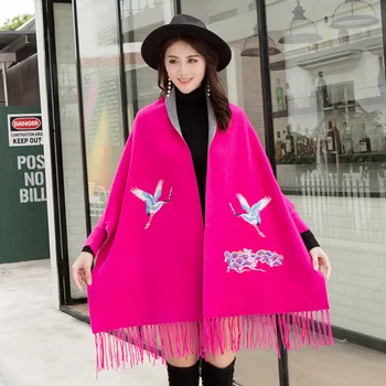 

Oversize Cachecol Feminino Shawls For Female Pashmina Imitation Cashmere Muffler Mujer Bufanda Scarves Embroidery Wrap Kerchief