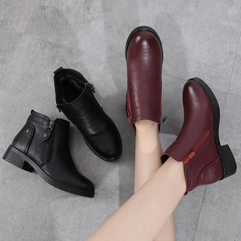 Women's Winter Boots Keep Warm Ankle Shoes High Quality 2021 Ankle Boots For Women Chunky Fashion Womens Shoes Zapatos De Mujer