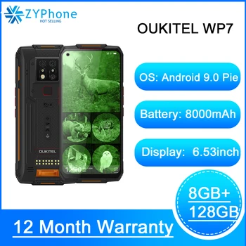 Перейти на Алиэкспресс и купить Мобильный телефон OUKITEL WP7, экран 6,53 дюйма FHD 19,5: 9, Android 9,0, Восьмиядерный процессор MT6779, 9 В/2 А, 8000 мАч, камеры 48 МП, 8 Гб 128 ГБ, инфракрасное ночное в...