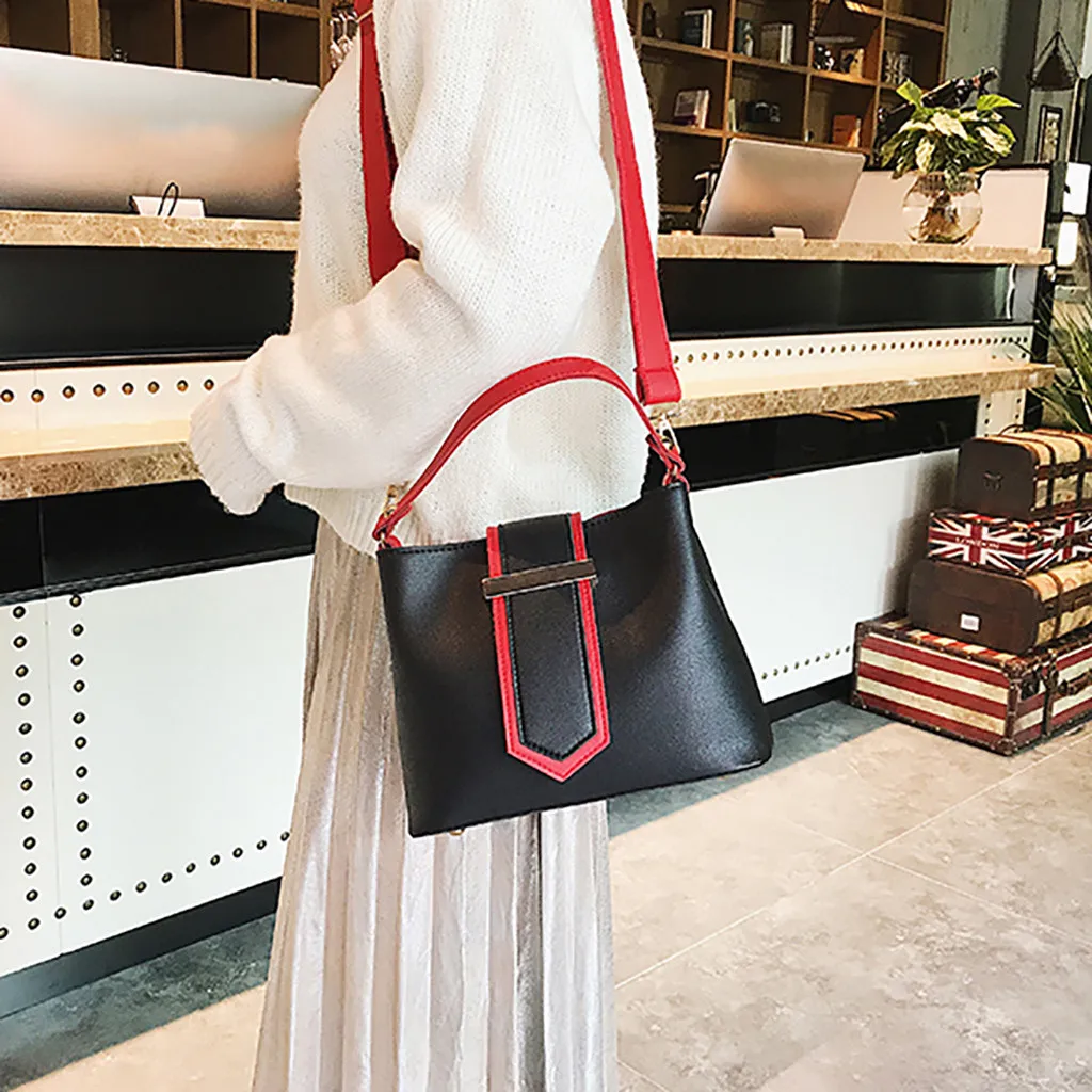 

Fashion Women Hasp Purse Shoulder Bag Patchwork Handbag Phone Luxury PU Leather Bag Bucket Bag Handbag bolsas feminina