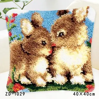 

Cute Latch Hook Pillow Kussen Knooppakket Rabbits Needlework Tapestry Kit Diy Embroidery Cushion Rug Kits La Casa De Papel Serie