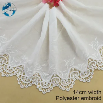 

14cm wide polyester embroidery lace sewing ribbon guipure trim wedding decoration DIY dolls colthes Accessories lace #4167