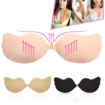 

Sexy Lingerie Solid Women Underwear Corset Self-Adhesive Push Up Deep-V Silicone Bust Strapless Invisible Bra