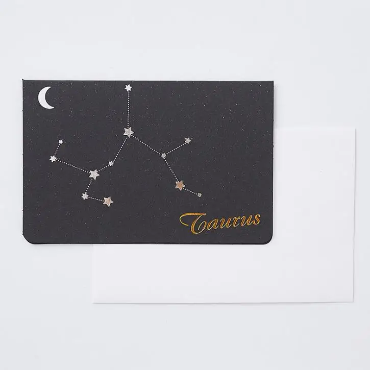 Taurus 1 шт. милые 12 созвездий бумажная поздравительная открытка+ конверт Набор Бизнес День рождения Рождественский подарок открытка Канцелярские Принадлежности - Цвет: Taurus