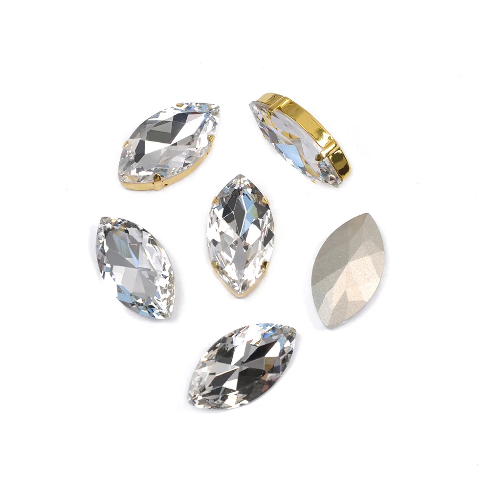 

CTPA3bI 4227 Crystal Navette Sew On Rhinestone Glass Clear Horse Eyes Pointback Fancy Crystal Application Stone Gems For Dress