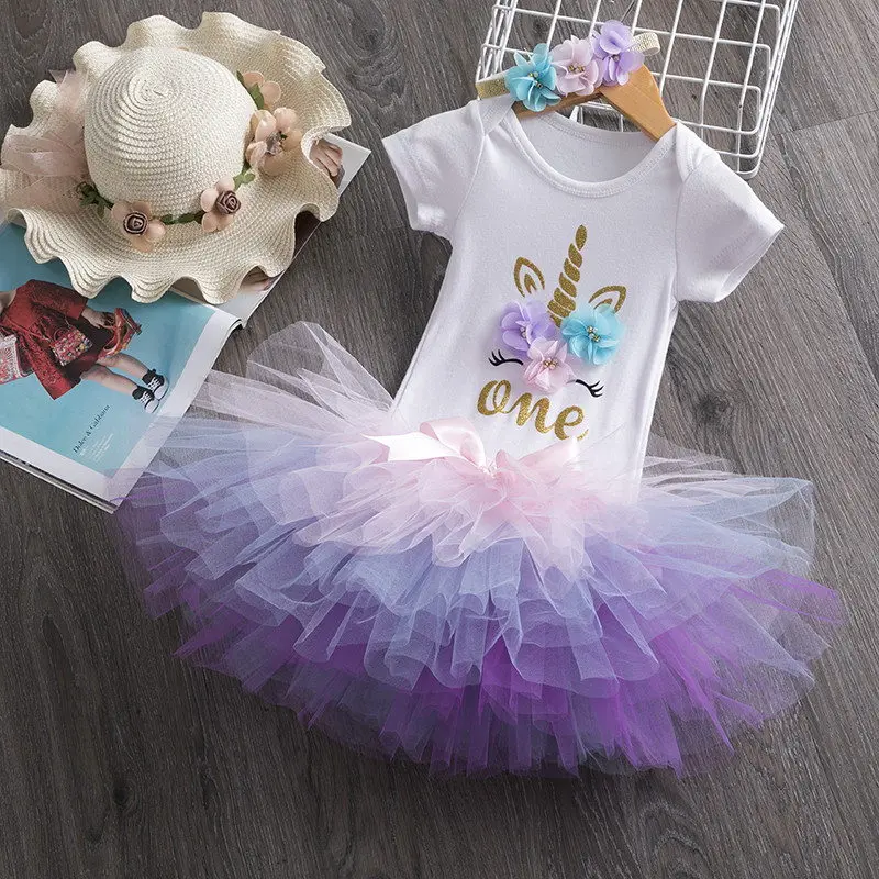 1 Year Baby Girl Dress Unicorn Party Tutu Girls Dress Newborn Baby Girls 1st Birthday Outfits Toddler Girls Photoshoot Costume - Цвет: 6