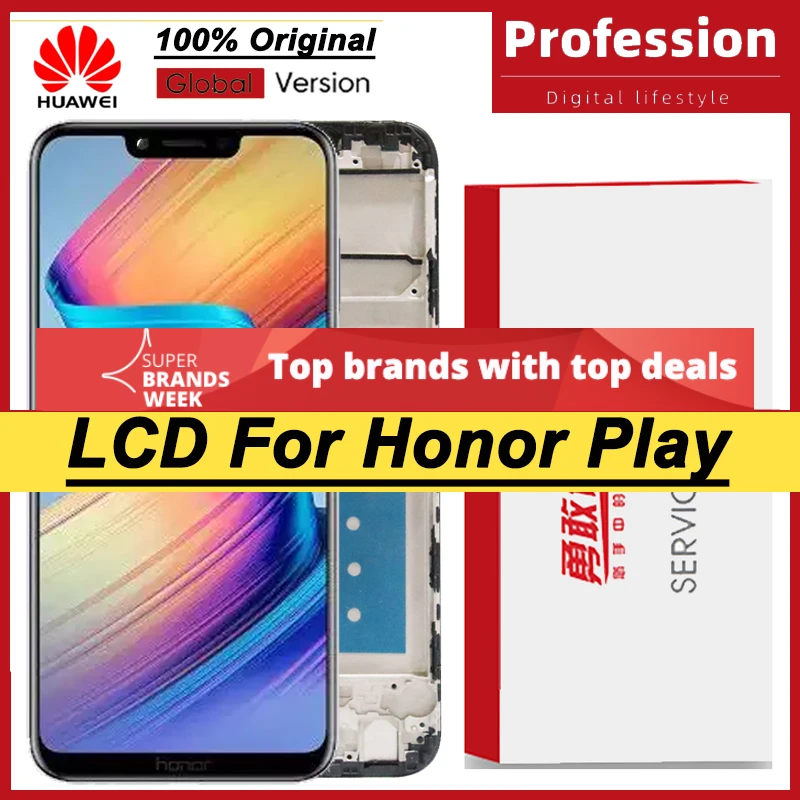 100% Оригинальный 6 3 ''дисплей с рамкой для Huawei Honor Play COR-L29 ЖК-дисплей сенсорным