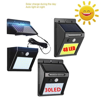 

48/30 LED Outdoor Solar Wall Light PIR Motion Sensor Solar Lamp Waterproof Infrared Sensor Garden Light integrated or seperable
