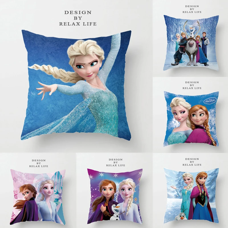 Disney Cartoon Cushion Cover Frozen Queen Collection Elsa Anna Princess PillowCase Decorative