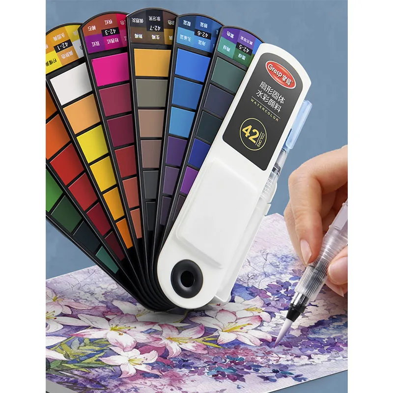 18/24/36/42 Colors Solid Watercolor Paint Set Water With Sponge & Water Brush Pen Painting Coloring For Student Art Supplies watercolor painting set,watercolor paint,watercolor pigment,water brush pens