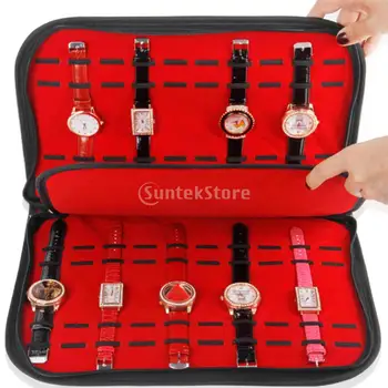 

High-end Leather Velvet Watch Storage Display Box Case Bag Holder Organizer, 20 Slots